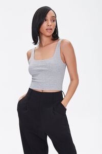 HEATHER GREY Cropped Tank Top, image 1