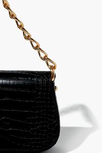 BLACK Faux Croc Leather Shoulder Bag, image 5