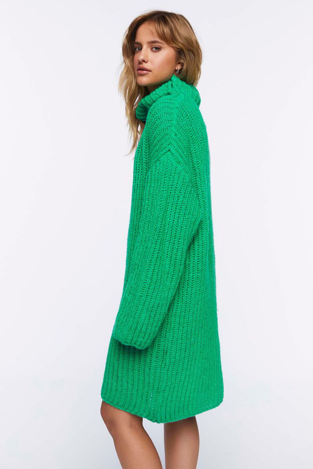 GREEN Chunky Knit Sweater Dress, image 2