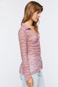 DAWN PINK Sheer Floral Lace Shirt, image 2