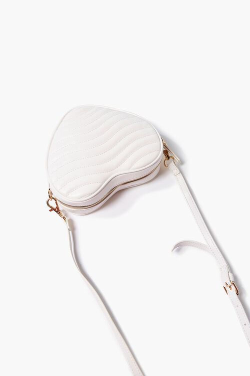 WHITE Quilted Heart-Shaped Crossbody Bag, image 4