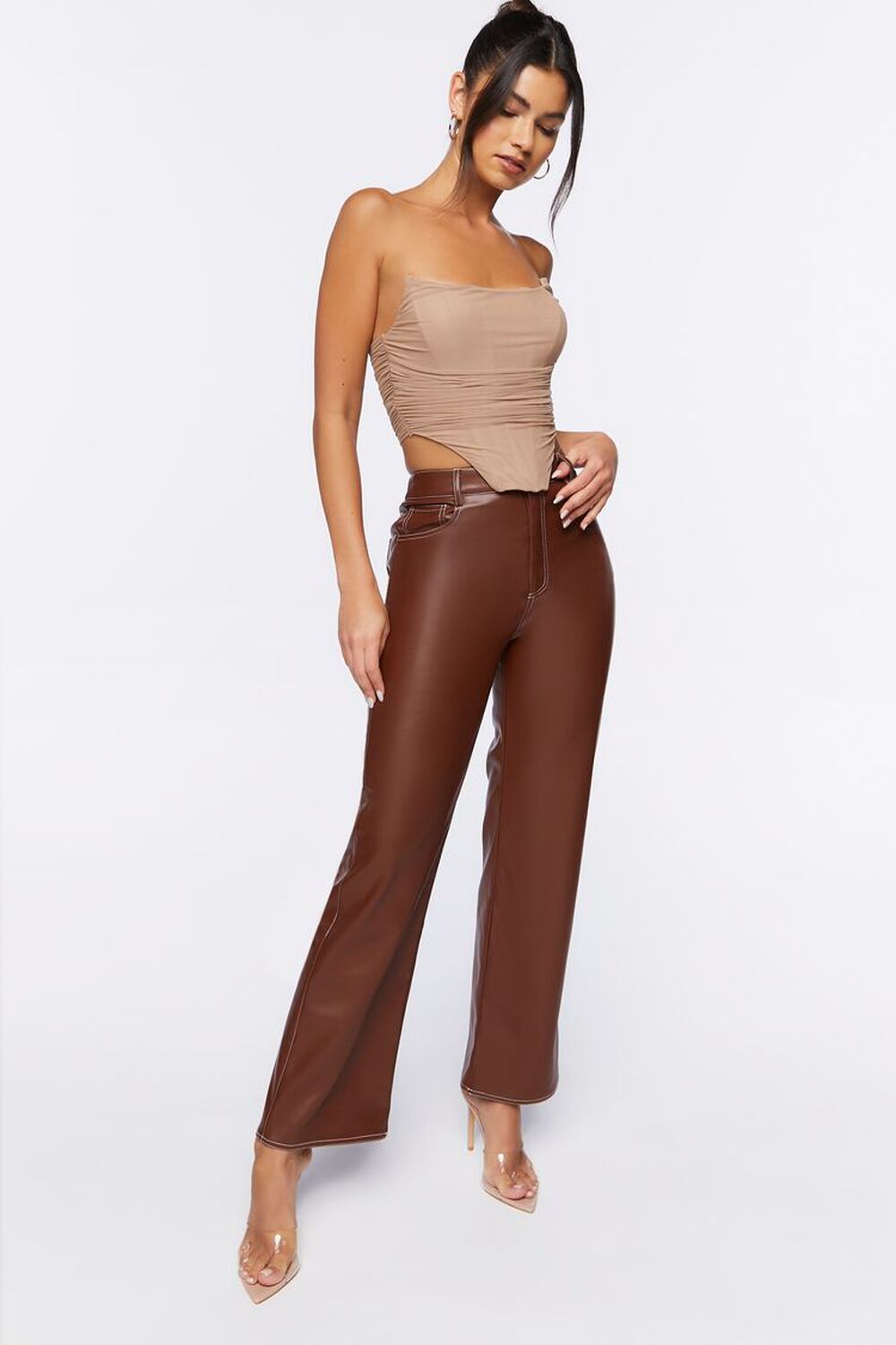 CHOCOLATE Faux Leather Ankle Pants, image 1