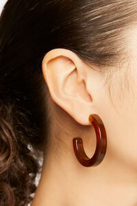 BROWN Open-End Hoop Earrings, image 1