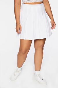 WHITE Plus Size Mini Tennis Skirt, image 2