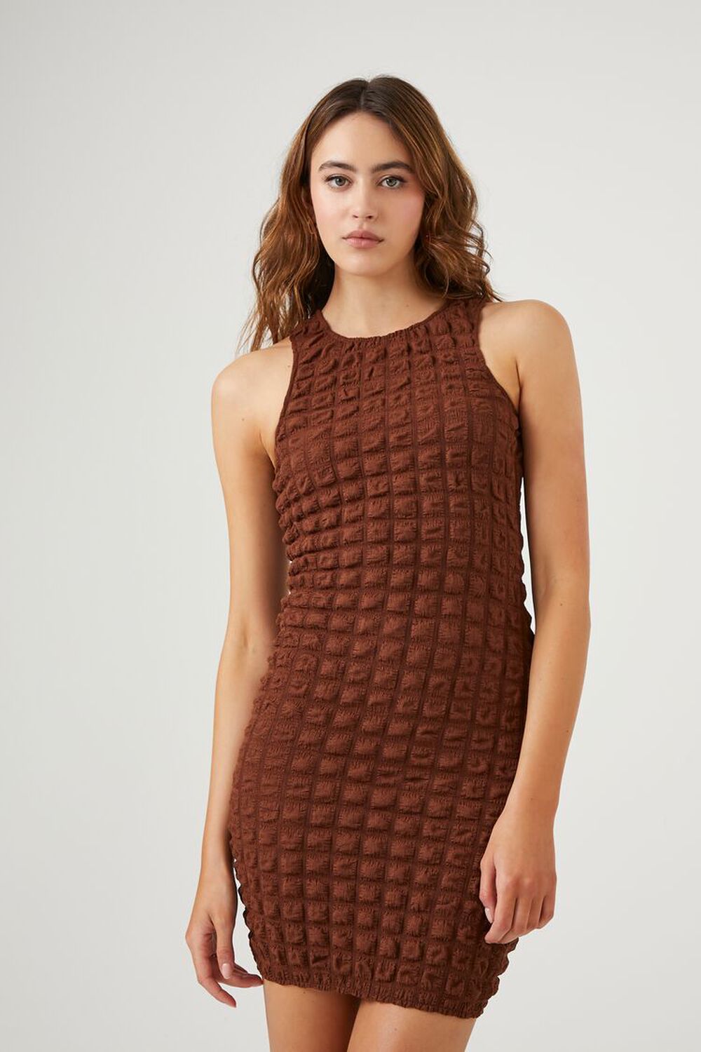 CAPPUCCINO Textured Sleeveless Mini Dress, image 1