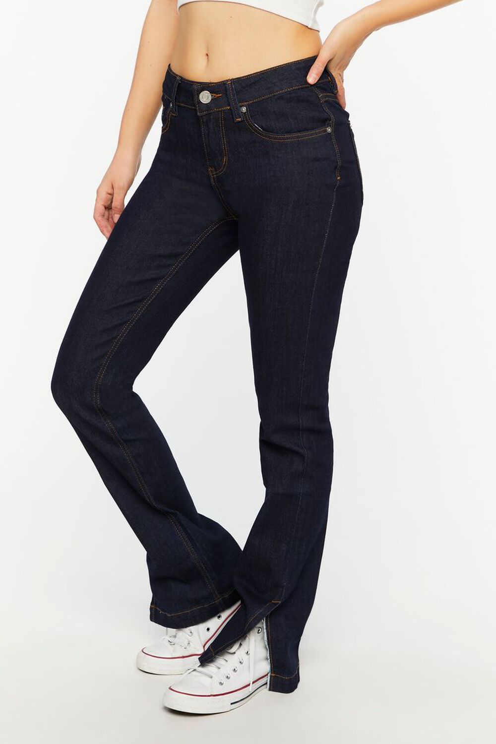 DARK DENIM Split-Hem Slim-Fit Jeans, image 2