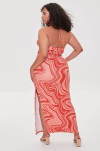 PINK/RED Plus Size Abstract Print Maxi Dress, image 3