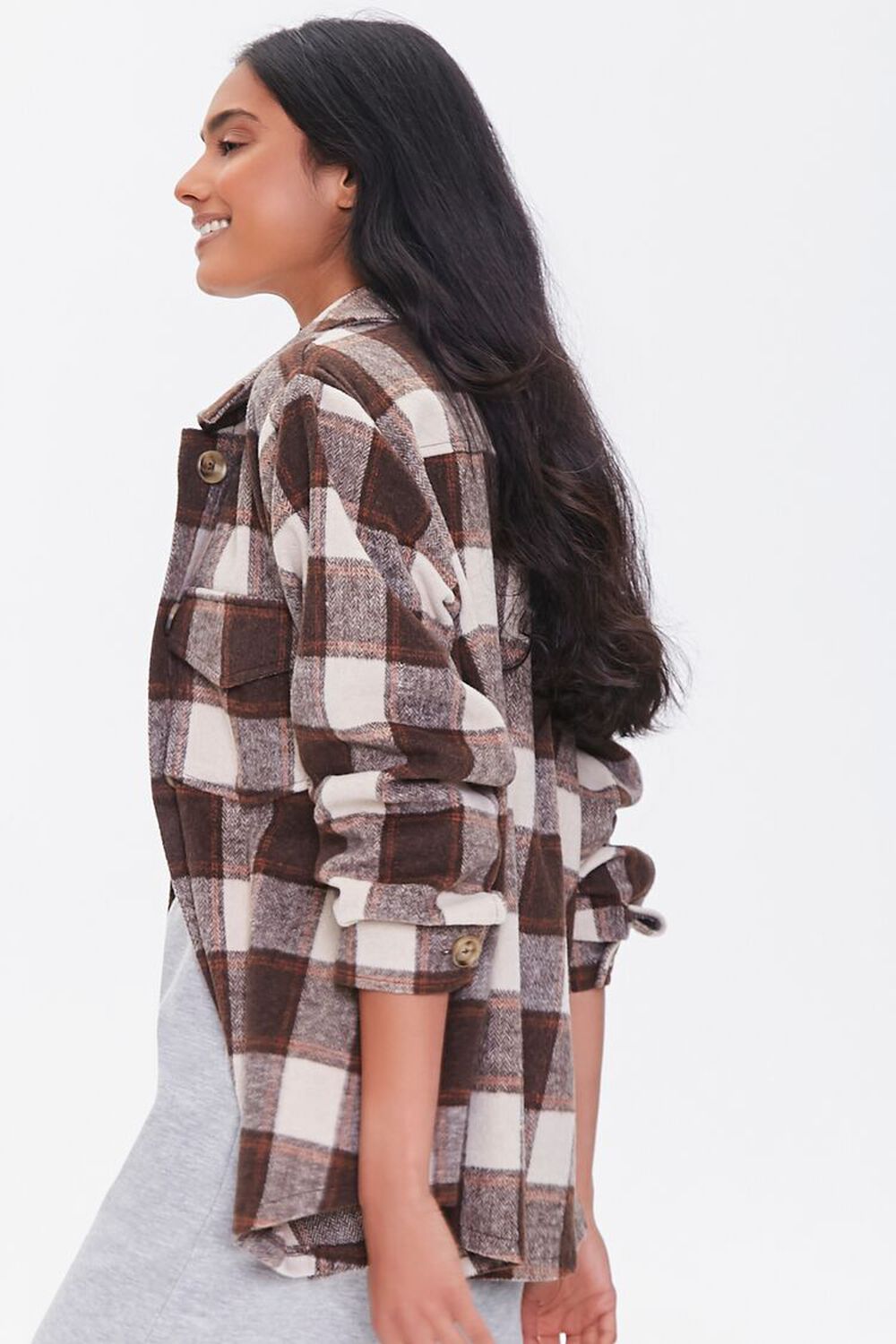 Plaid Button-Front Shacket, image 2
