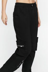BLACK High-Rise Zipper Cargo Pants, image 5