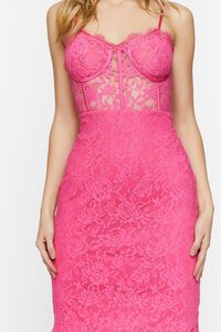 HOT PINK Lace Sweetheart Midi Dress, image 5