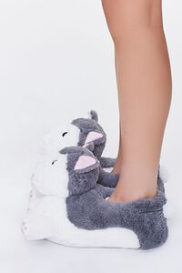 GREY/WHITE Plush Dog Indoor Slippers, image 2