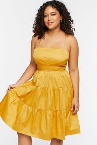 MATTE GOLD Plus Size Tiered Cami Mini Dress, image 1