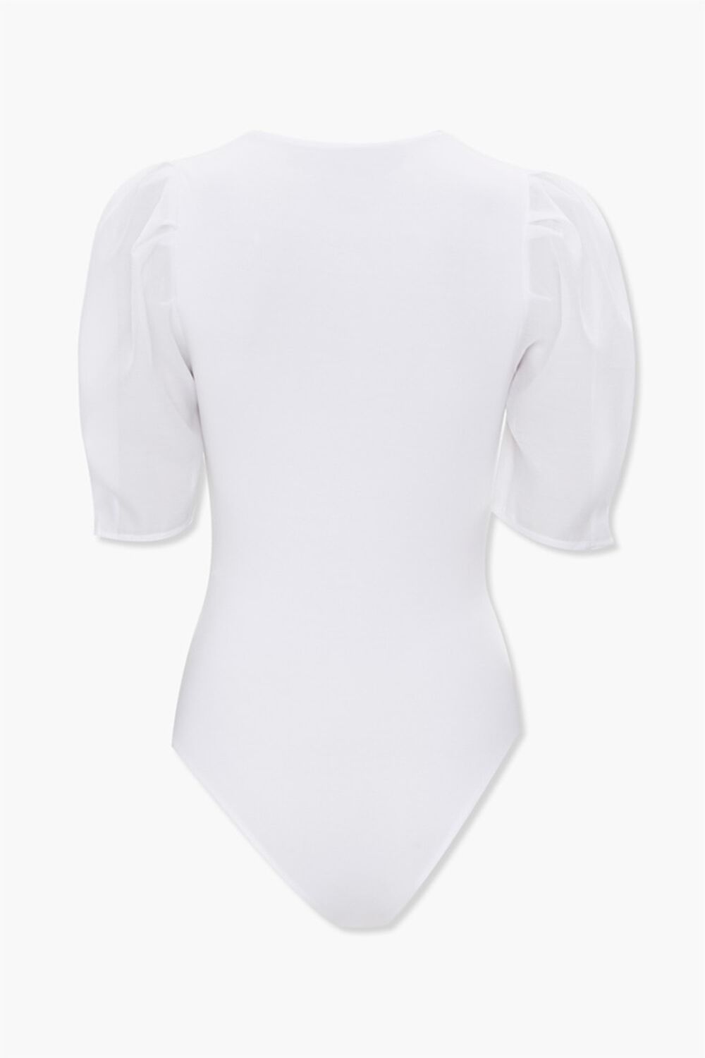 WHITE Sheer Puff-Sleeve Bodysuit, image 2