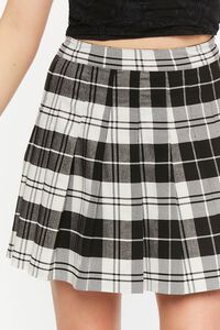 BLACK/WHITE Pleated Plaid A-Line Mini Skirt, image 6