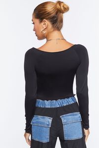 BLACK Lace-Up Sweater-Knit Crop Top, image 3