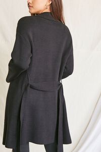 BLACK Belted Longline Cardigan Sweater, image 3