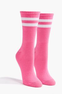 PINK/WHITE Varsity-Striped Crew Socks, image 1
