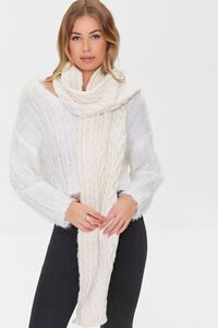 CREAM Cable Knit Oblong Scarf, image 2