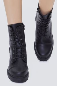 BLACK Faux Leather Combat Booties, image 4