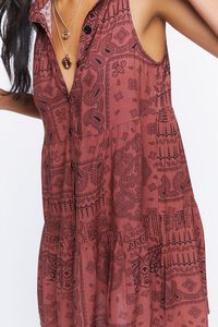 BROWN/MULTI Sleeveless Paisley Mini Shirt Dress, image 5
