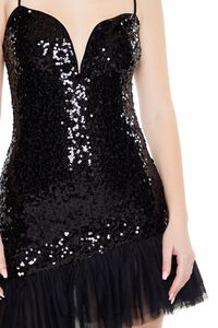 BLACK Asymmetrical Sequin Mini Dress, image 4