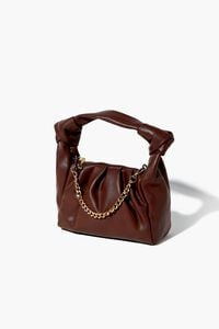 BROWN Faux Leather Chain Baguette Bag, image 2