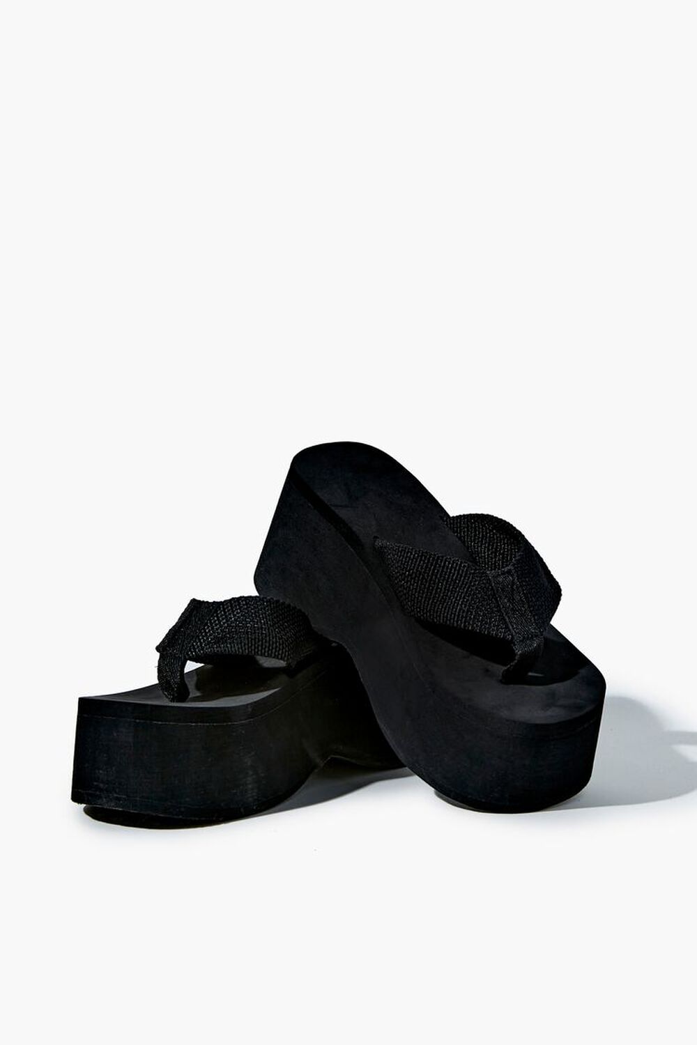 BLACK Flatform Thong Wedges, image 1