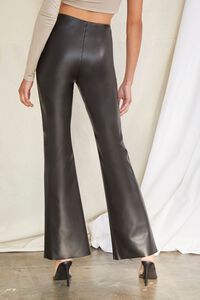 BLACK Faux Leather Flare Pants, image 4
