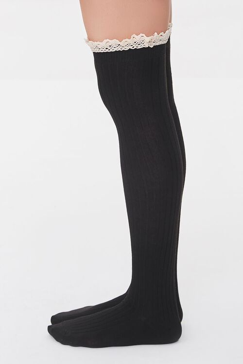 BLACK Crochet-Trim Over-the-Knee Socks, image 2