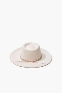 CREAM/SILVER Studded-Trim Felt Panama Hat, image 3