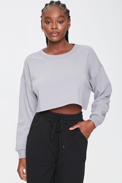 LIGHT GREY French Terry Drop-Sleeve Top, image 1