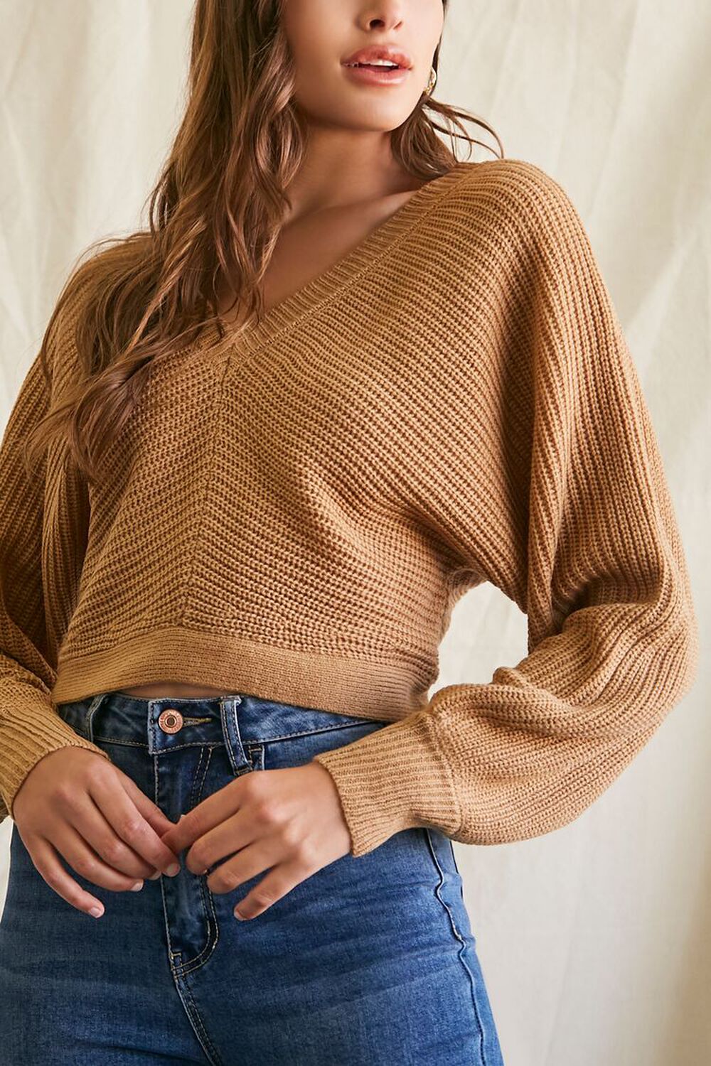 Ribbed Knit Tie-Back Sweater, image 1