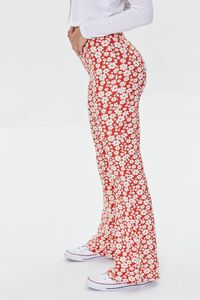 POMPEIAN RED /CREAM Floral Print Flare Pants, image 3