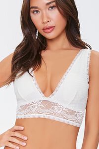 IVORY Plunging Floral Lace Bralette, image 1