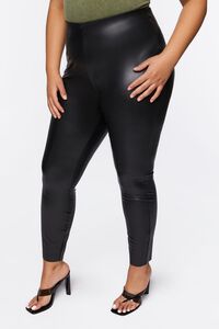 BLACK Plus Size Faux Leather High-Rise Leggings, image 3