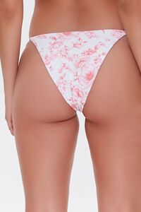 PINK/WHITE Floral Print String Bikini Bottoms, image 5