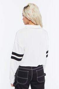 WHITE/BLACK Cropped Varsity-Striped Pullover, image 3