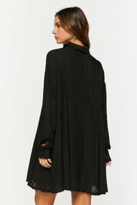 BLACK Long-Sleeve Mini Shirt Dress, image 3