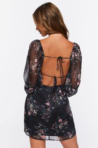 BLACK/MULTI Floral Open-Back Mini Dress, image 3