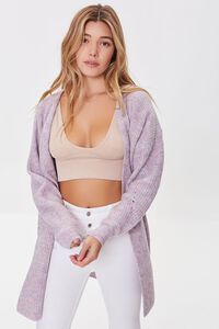 LAVENDER Marled Open-Front Cardigan Sweater, image 1