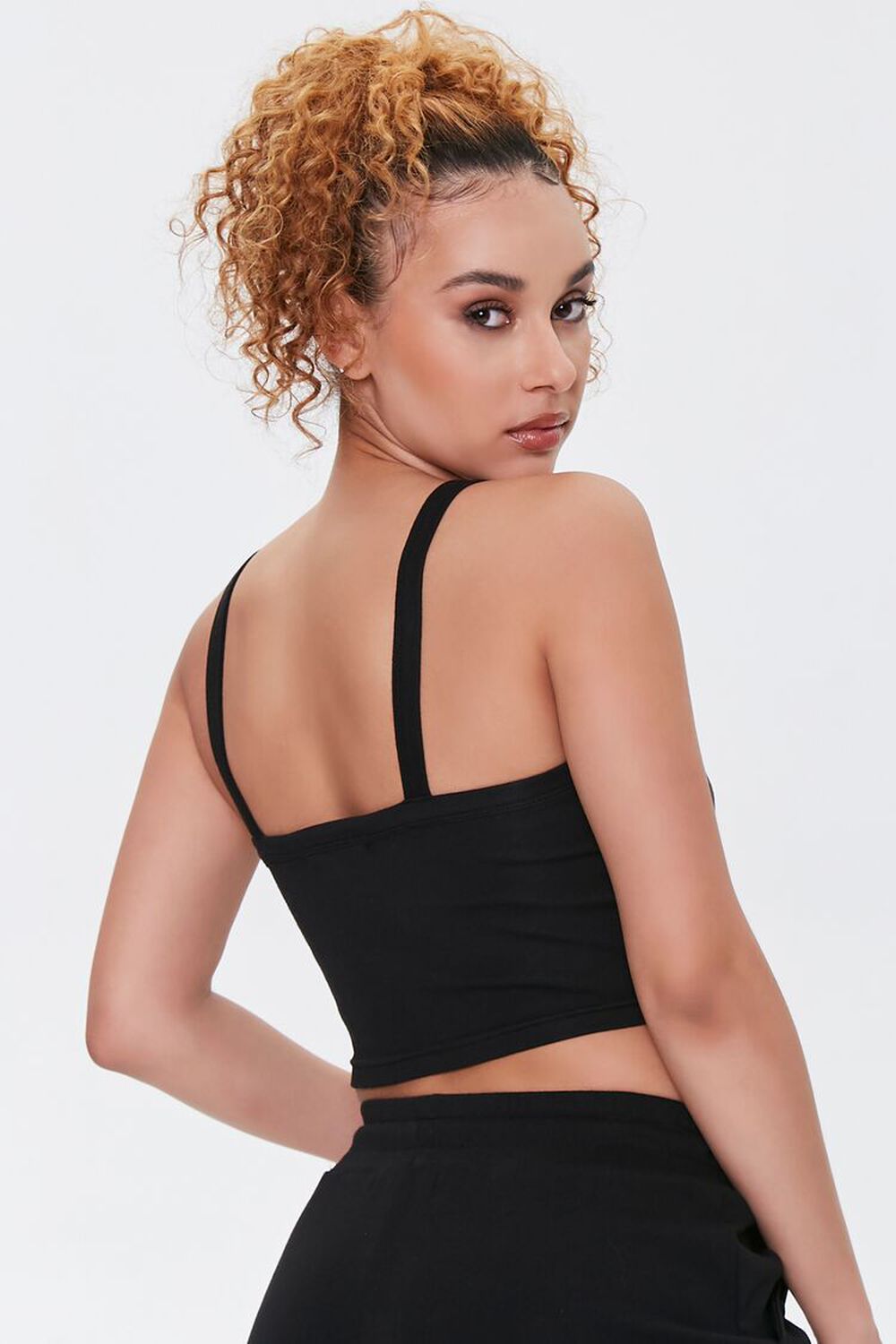 BLACK Straight-Neck Cropped Cami, image 3