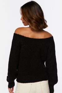 BLACK Purl Knit Off-the-Shoulder Sweater, image 3