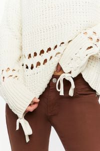 CREAM Pointelle Lace-Up Cutout Sweater, image 5