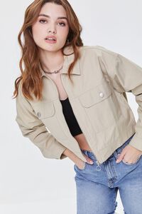 CAPPUCCINO Cropped Zip-Up Jacket, image 1