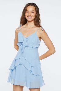 POWDER BLUE Tiered Flounce Mini Dress, image 1