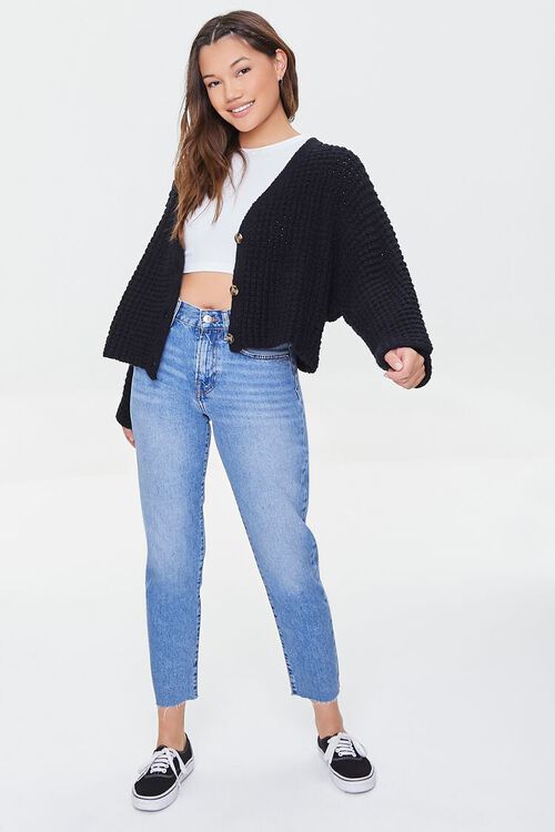 BLACK Textured Cardigan Sweater, image 4