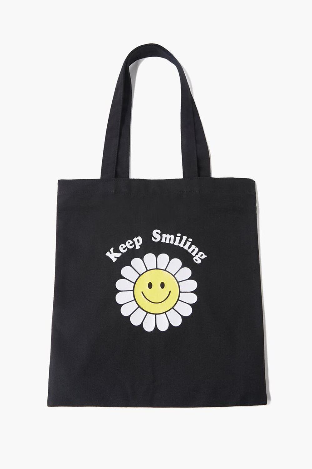 BLACK/MULTI Keep Smiling Graphic Tote Bag, image 1