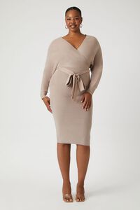 GOAT Plus Size Surplice Midi Sweater Dress, image 1