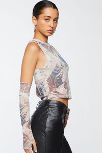 OASIS/MULTI Abstract Mesh Crop Top & Gloves Set, image 2
