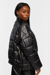Faux Leather Quilted Zip-Up Jacket, image 2